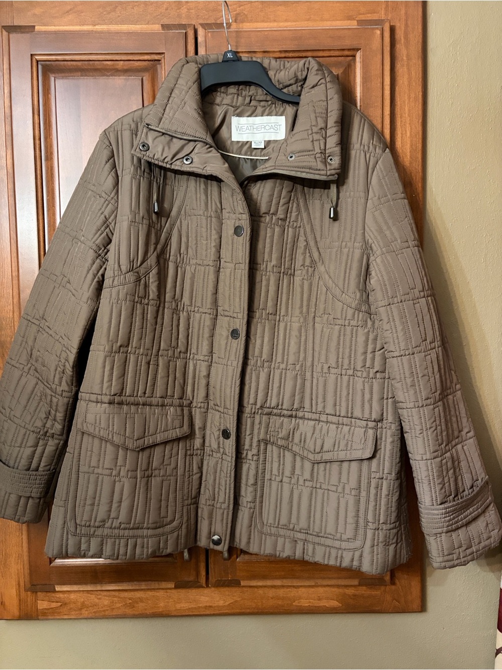 Weather cast Quilted Brown Women's Outdoor Jacket size XL